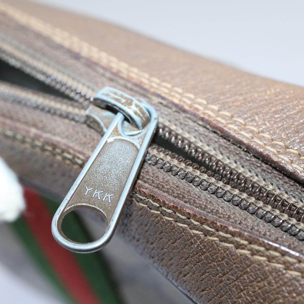 GUCCI GG Canvas Web Sherry Line Clutch Bag Beige Red Green 89.01.012 yk8503