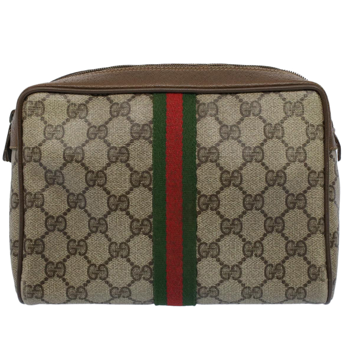 GUCCI GG Canvas Web Sherry Line Clutch Bag Beige Red Green 89.01.012 yk8503