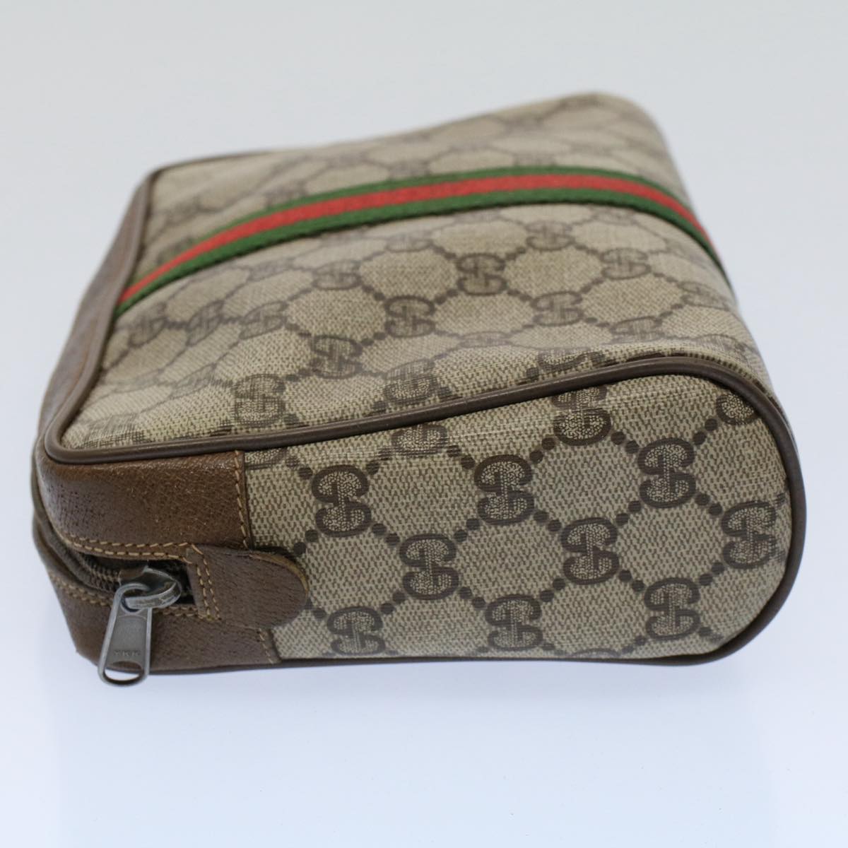 GUCCI GG Canvas Web Sherry Line Clutch Bag Beige Red Green 89.01.012 yk8503