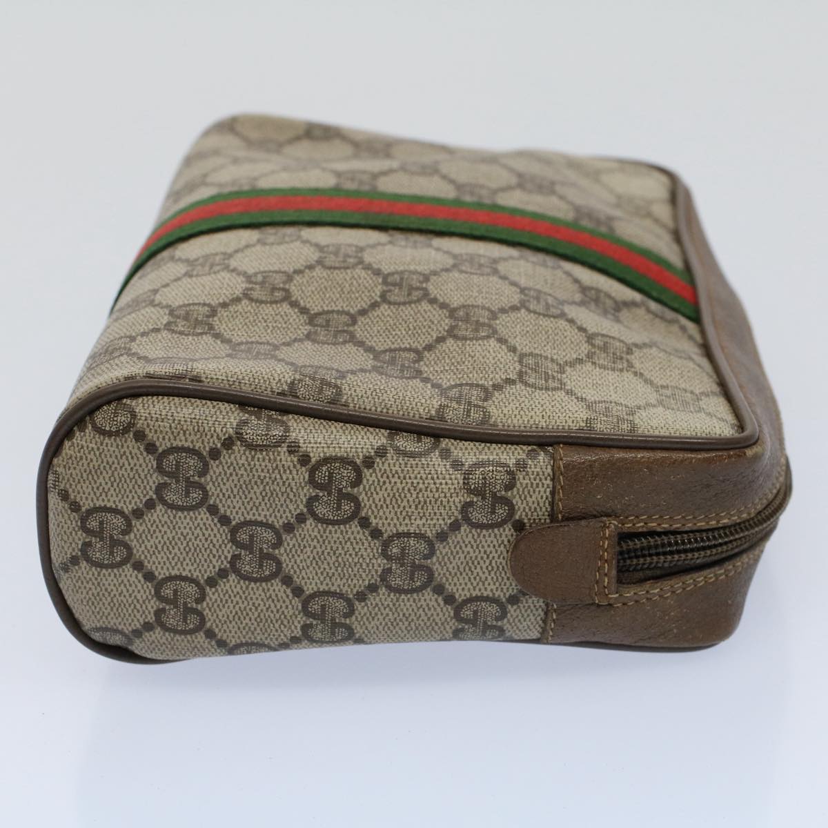 GUCCI GG Canvas Web Sherry Line Clutch Bag Beige Red Green 89.01.012 yk8503