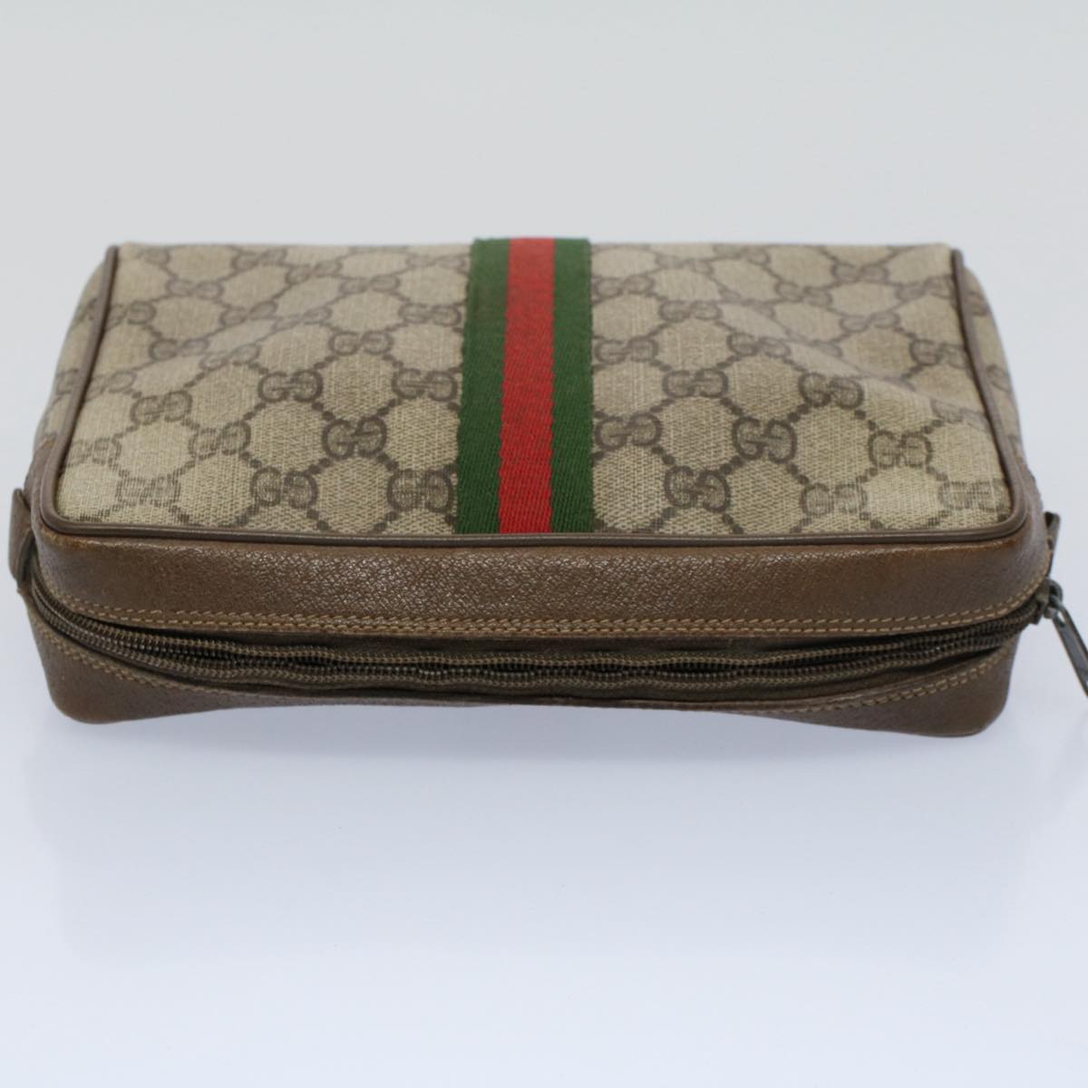 GUCCI GG Canvas Web Sherry Line Clutch Bag Beige Red Green 89.01.012 yk8503