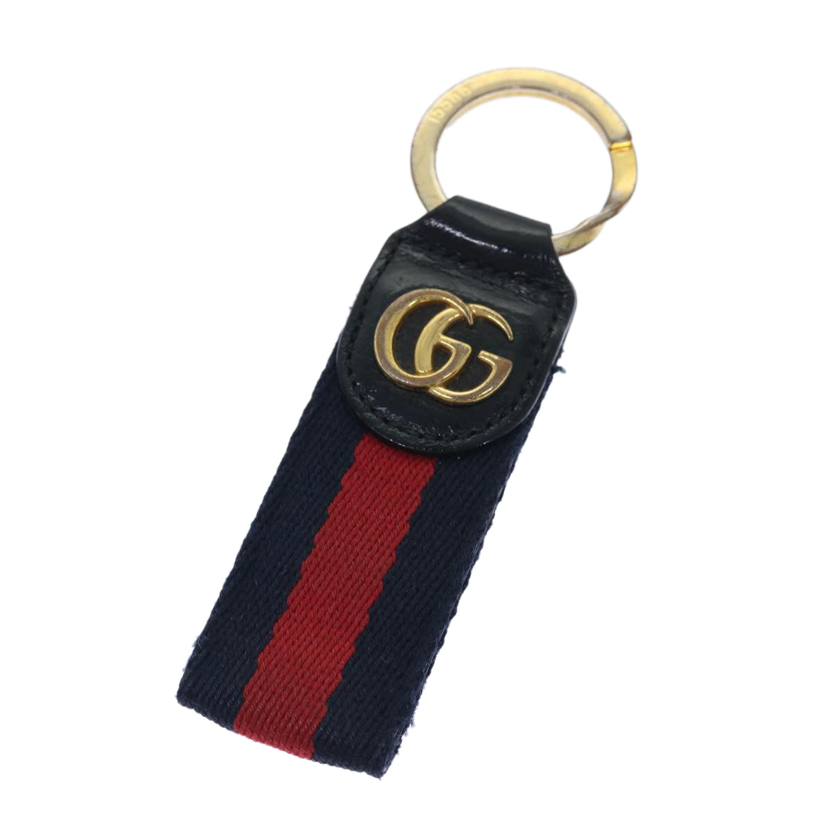 GUCCI Sherry Line Key Ring Canvas Red Navy yk8505