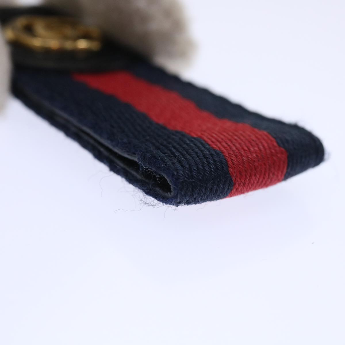 GUCCI Sherry Line Key Ring Canvas Red Navy yk8505