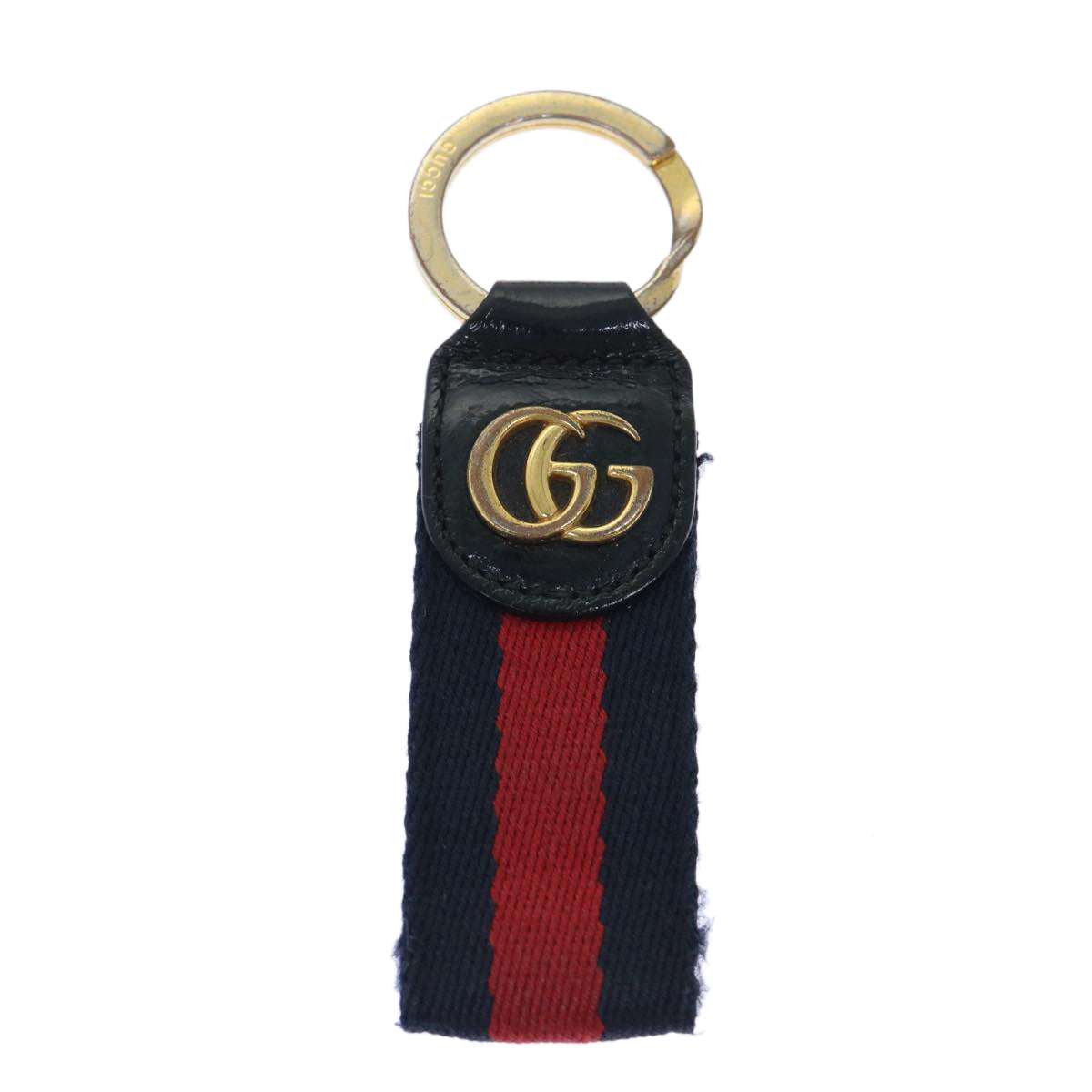 GUCCI Sherry Line Key Ring Canvas Red Navy yk8505