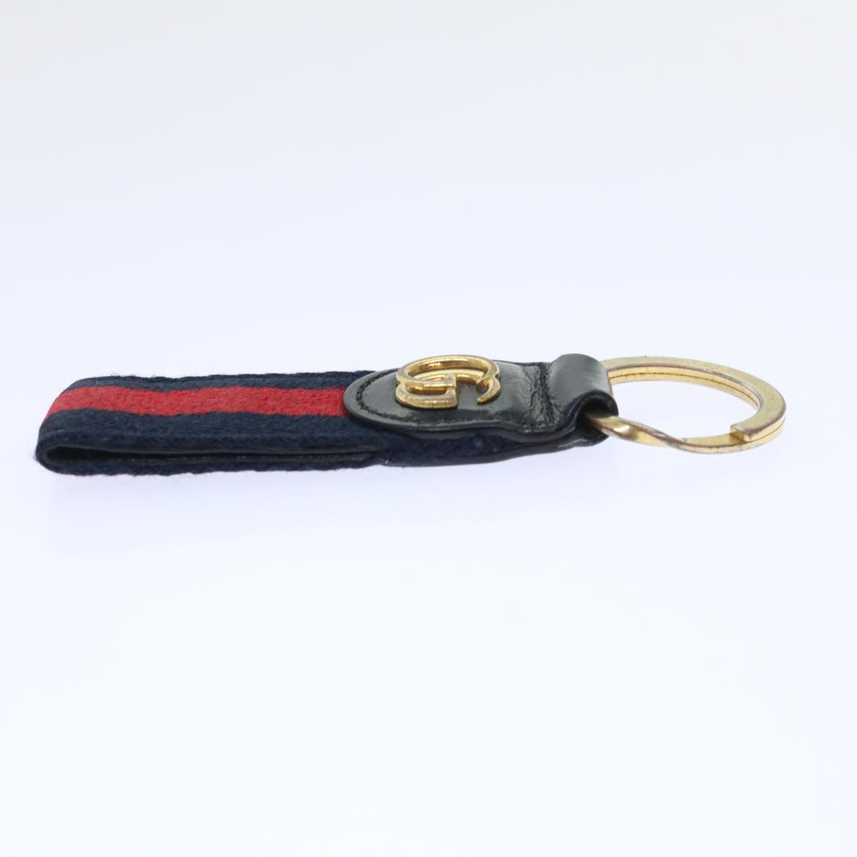 GUCCI Sherry Line Key Ring Canvas Red Navy yk8505