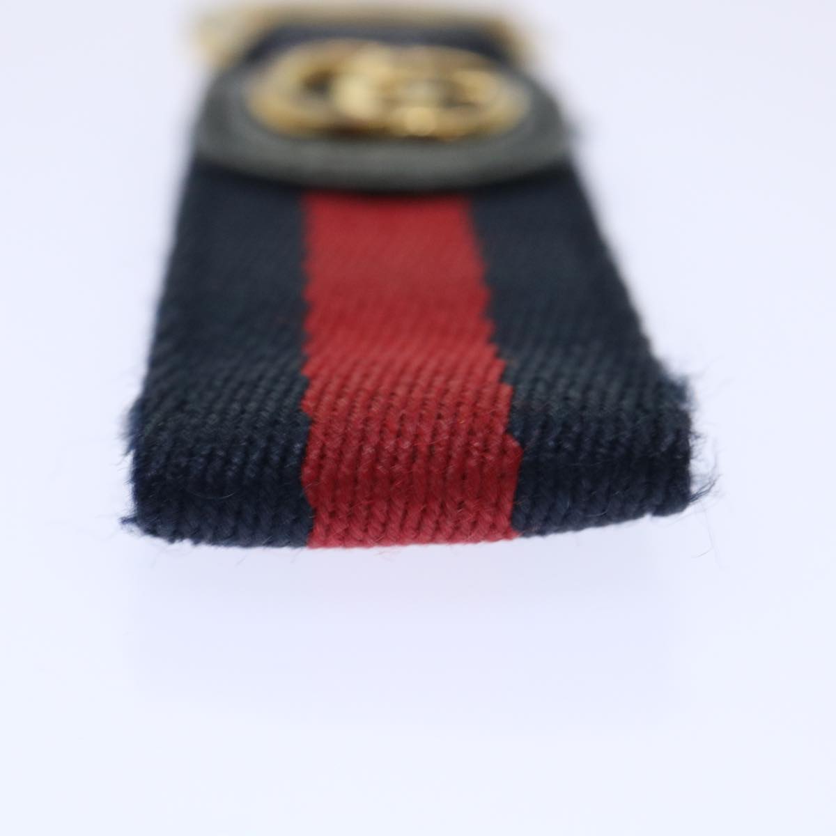 GUCCI Sherry Line Key Ring Canvas Red Navy yk8505