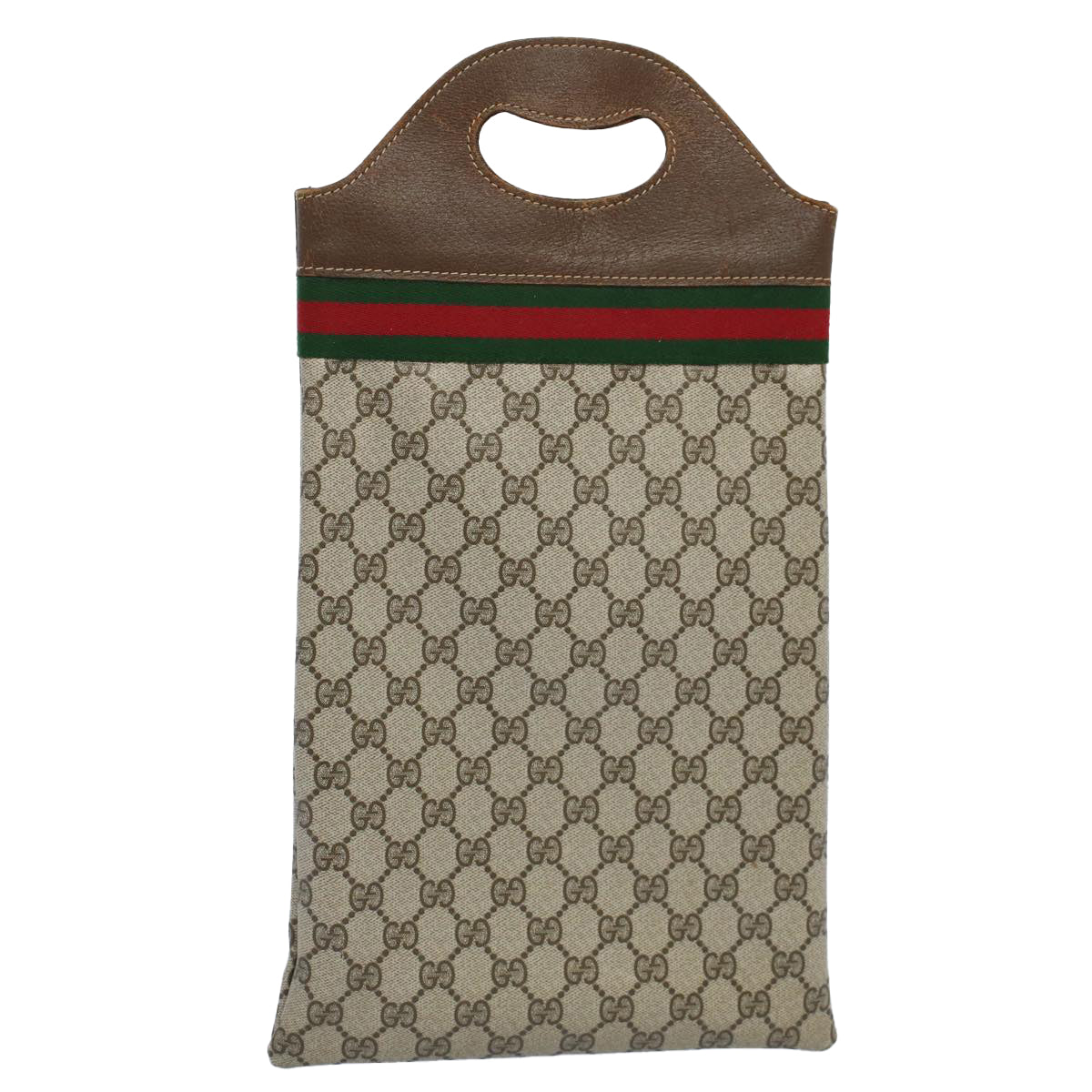 GUCCI GG Canvas Web Sherry Line Hand Bag PVC Leather Beige Red Green yk8507