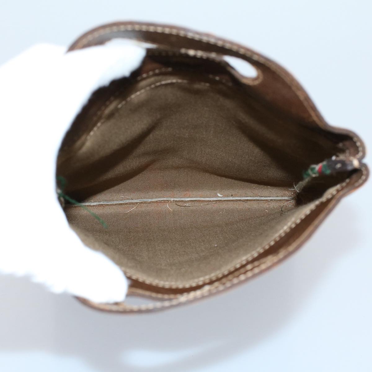 GUCCI GG Canvas Web Sherry Line Hand Bag PVC Leather Beige Red Green yk8507