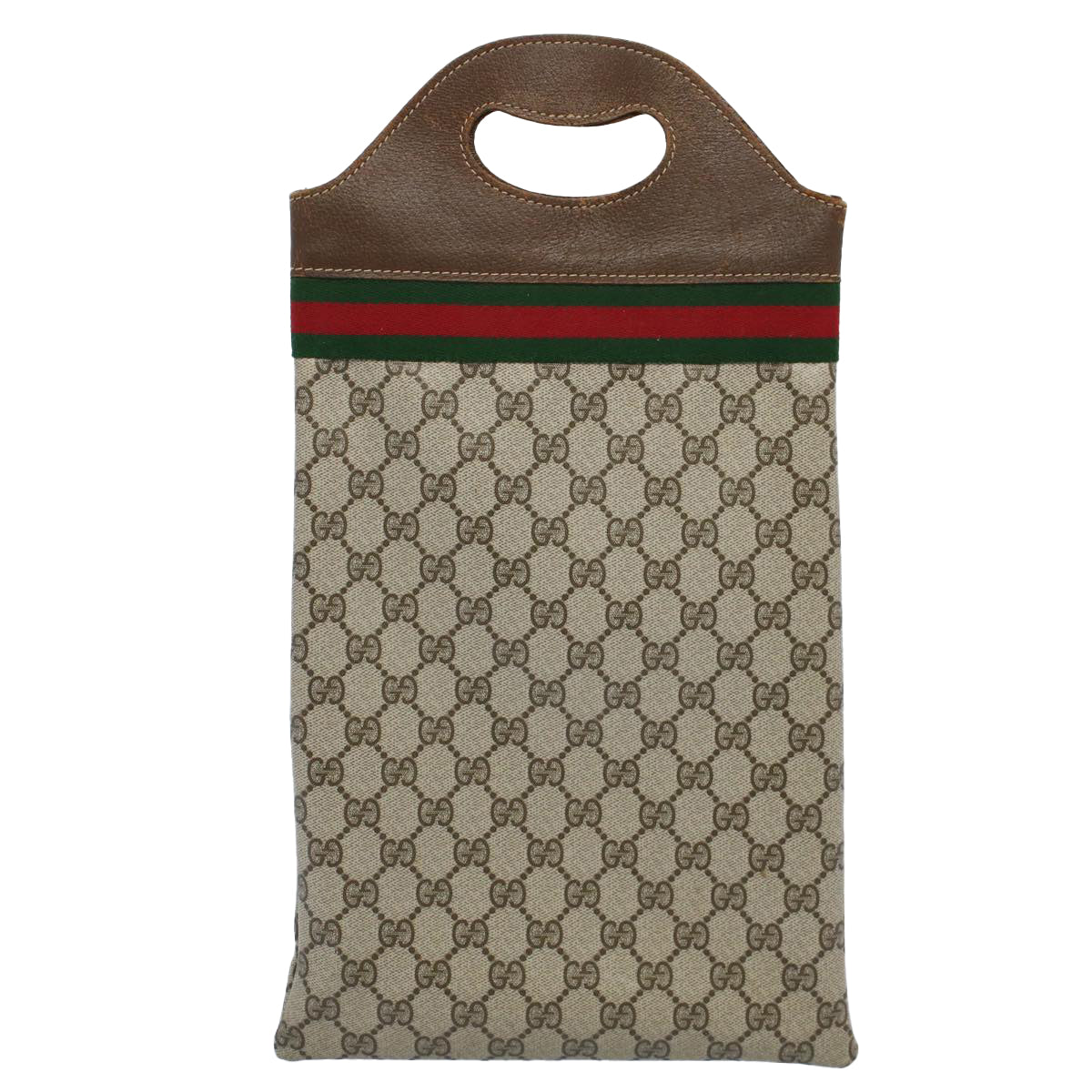 GUCCI GG Canvas Web Sherry Line Hand Bag PVC Leather Beige Red Green yk8507