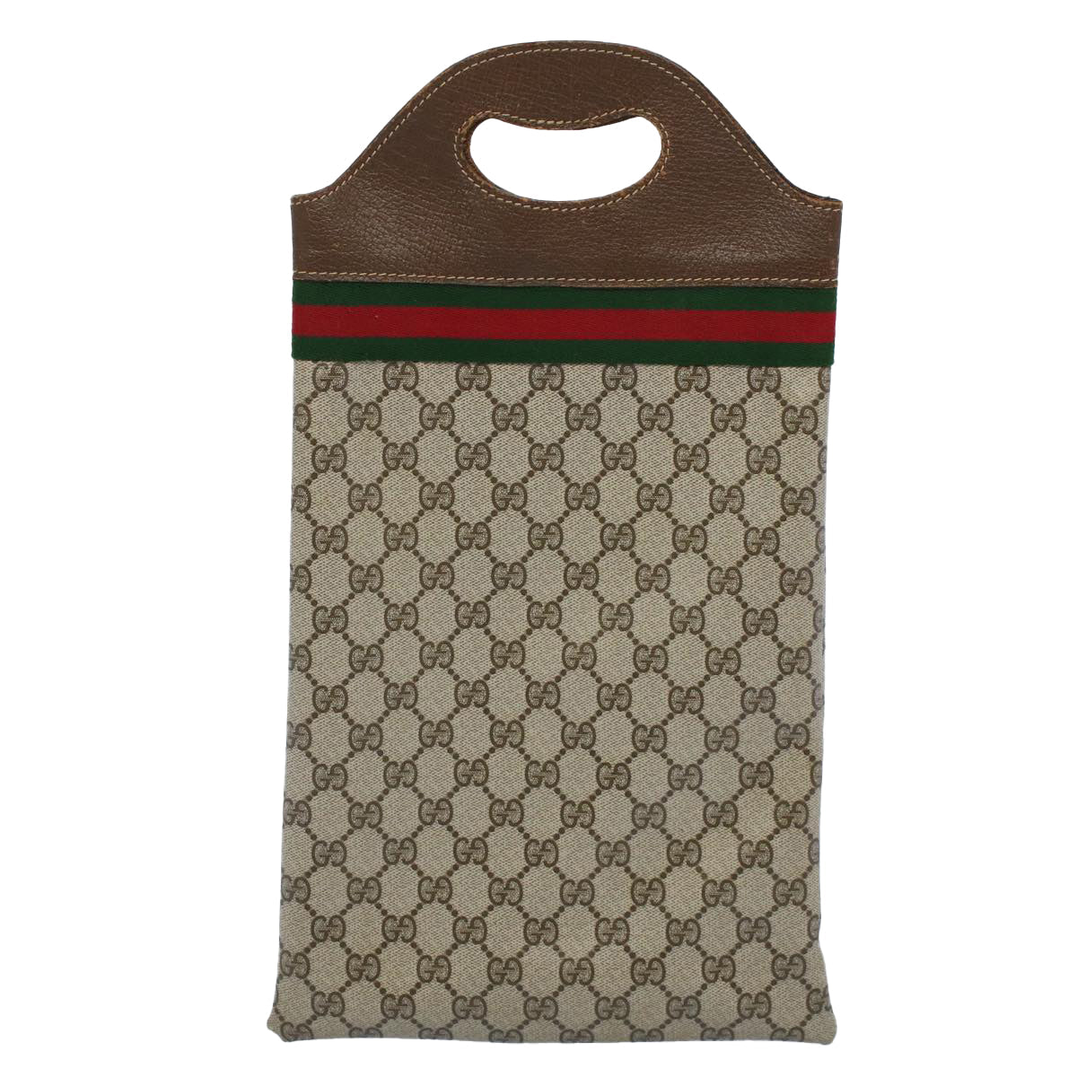 GUCCI GG Canvas Web Sherry Line Hand Bag PVC Leather Beige Red Green yk8507