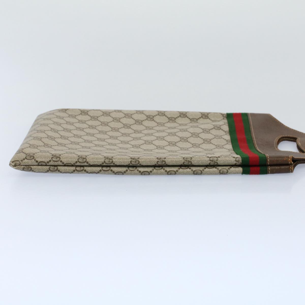 GUCCI GG Canvas Web Sherry Line Hand Bag PVC Leather Beige Red Green yk8507