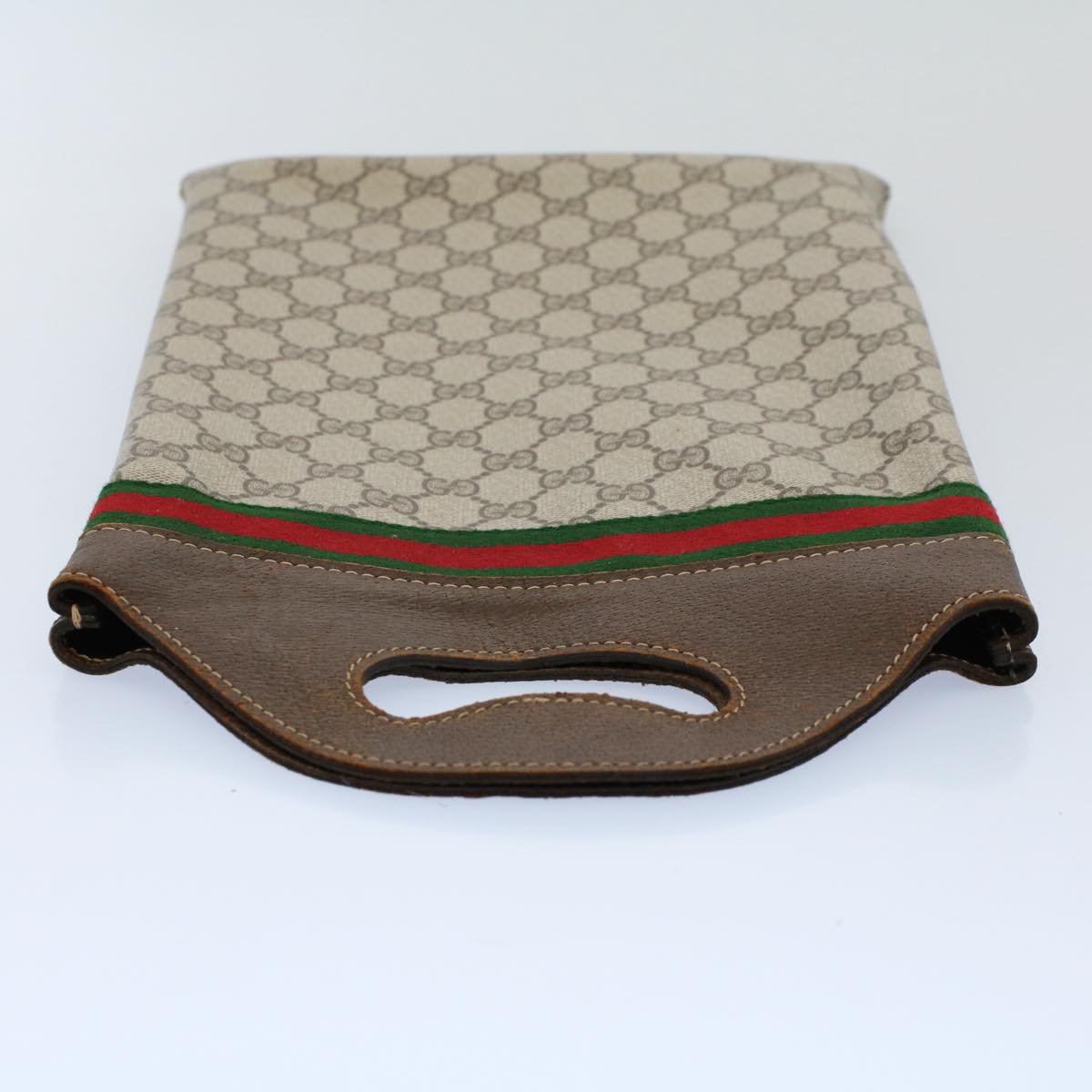 GUCCI GG Canvas Web Sherry Line Hand Bag PVC Leather Beige Red Green yk8507