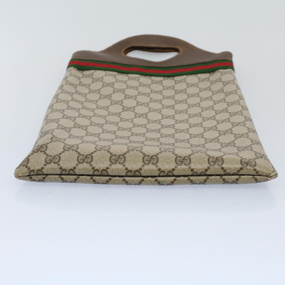 GUCCI GG Canvas Web Sherry Line Hand Bag PVC Leather Beige Red Green yk8507