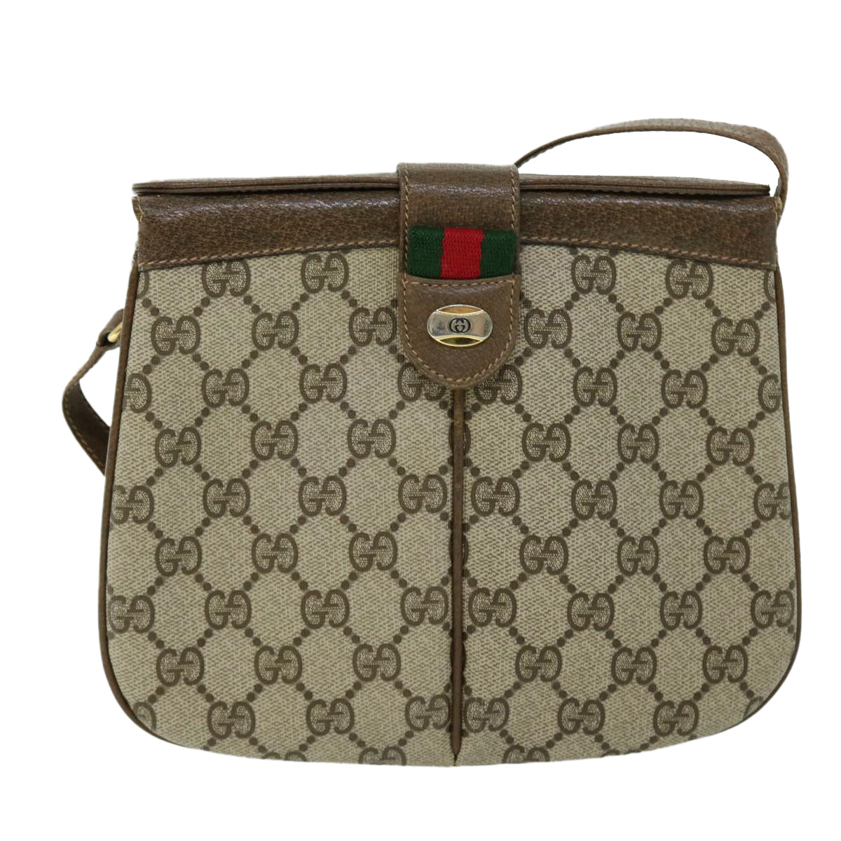 GUCCI GG Canvas Web Sherry Line Shoulder Bag Beige Green 10 02 037 yk8509