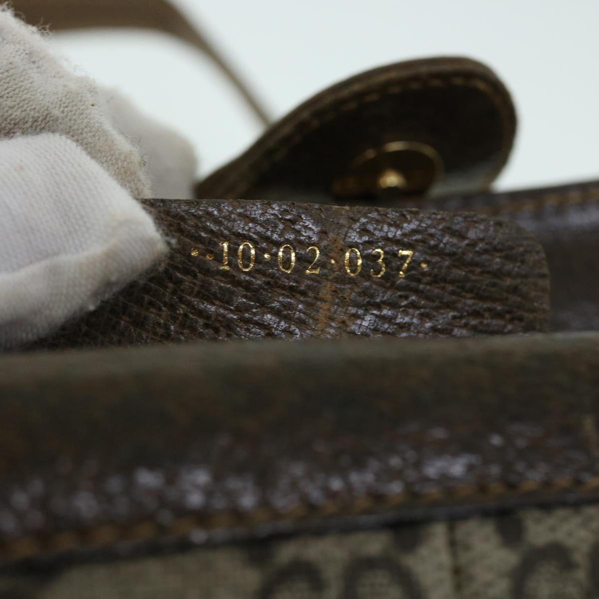 GUCCI GG Canvas Web Sherry Line Shoulder Bag Beige Green 10 02 037 yk8509