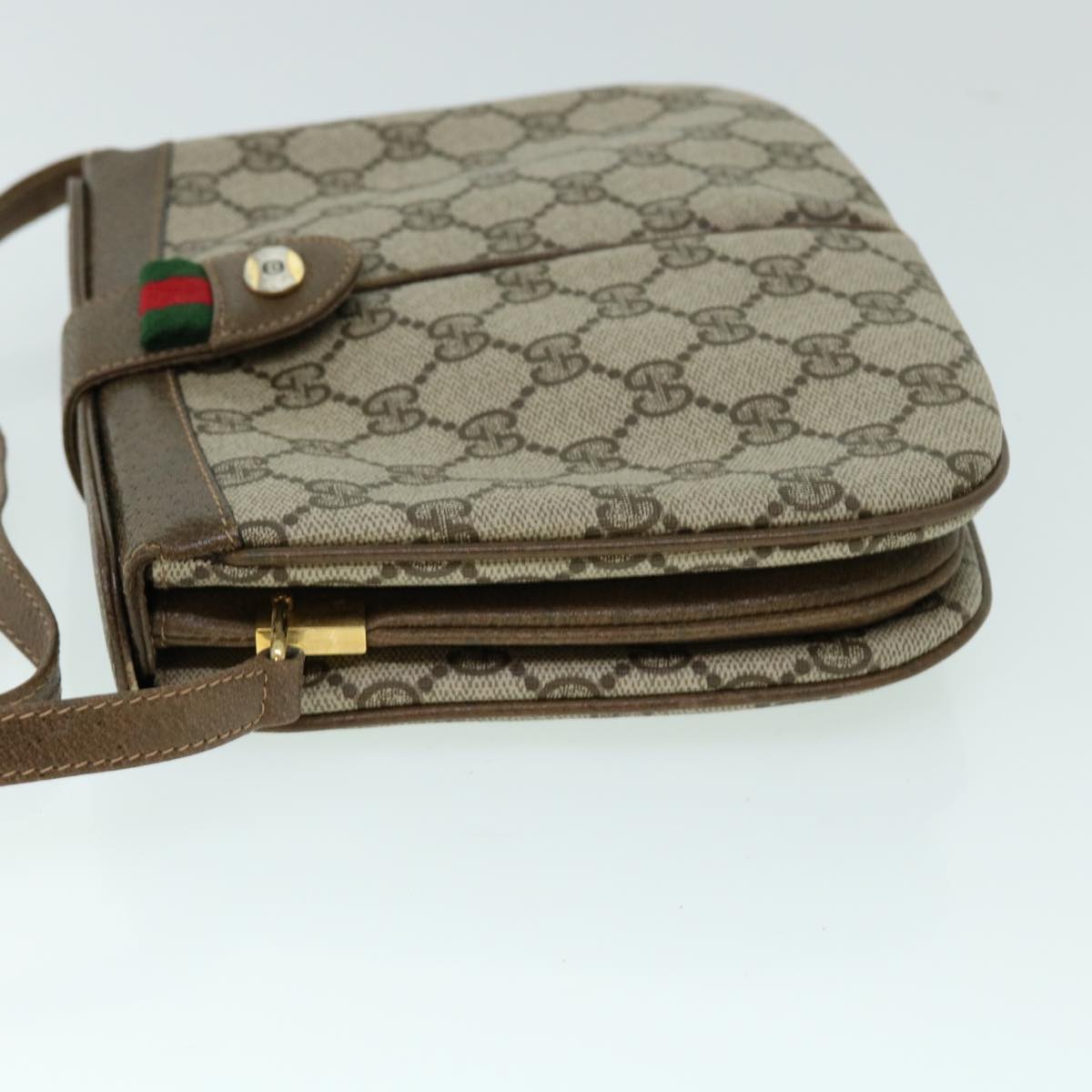 GUCCI GG Canvas Web Sherry Line Shoulder Bag Beige Green 10 02 037 yk8509