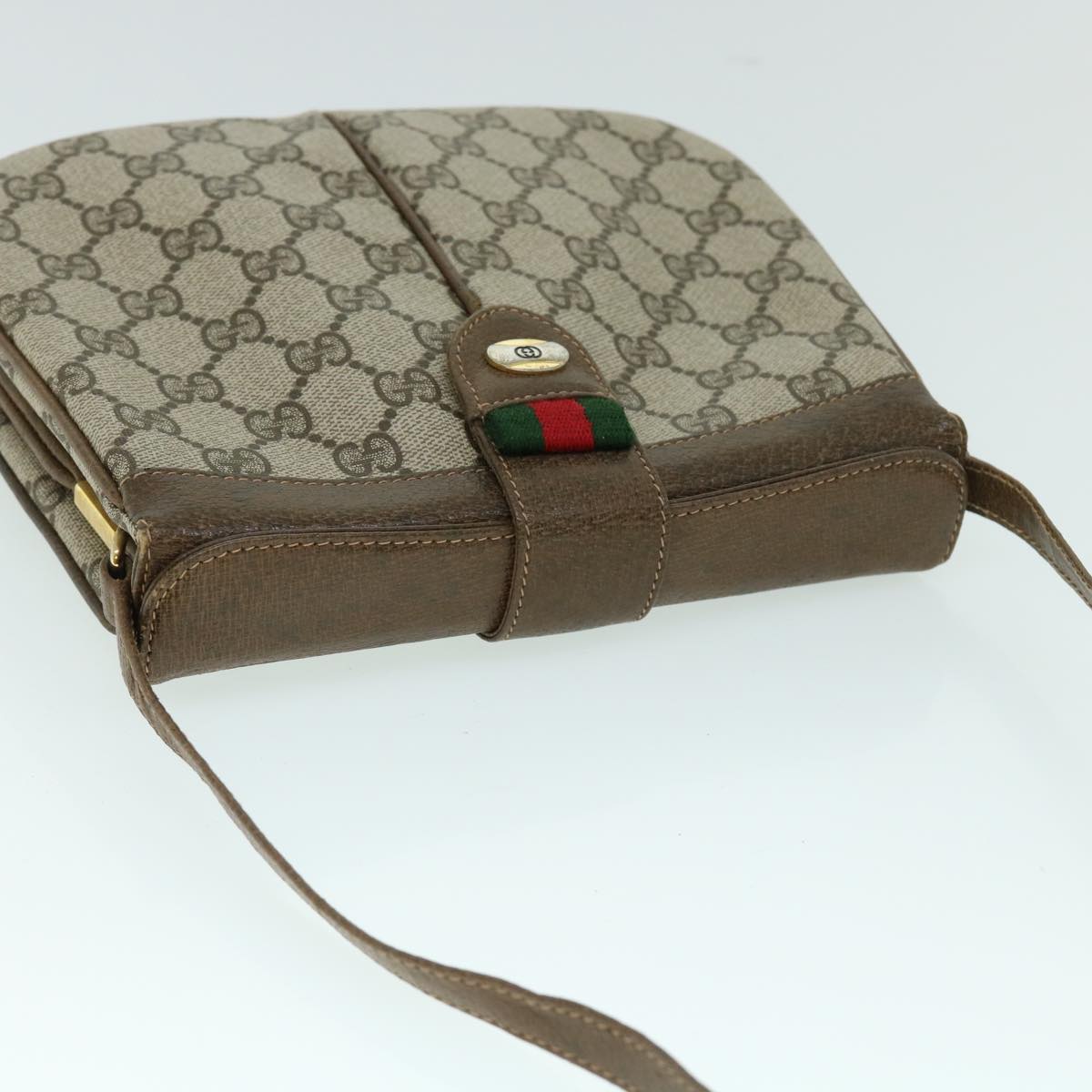 GUCCI GG Canvas Web Sherry Line Shoulder Bag Beige Green 10 02 037 yk8509
