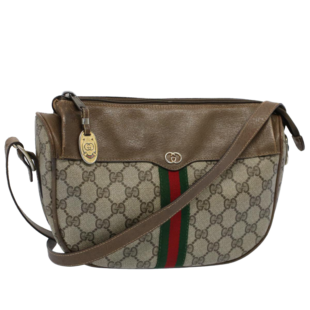 GUCCI GG Canvas Web Sherry Line Shoulder Bag Beige Green Red yk8510