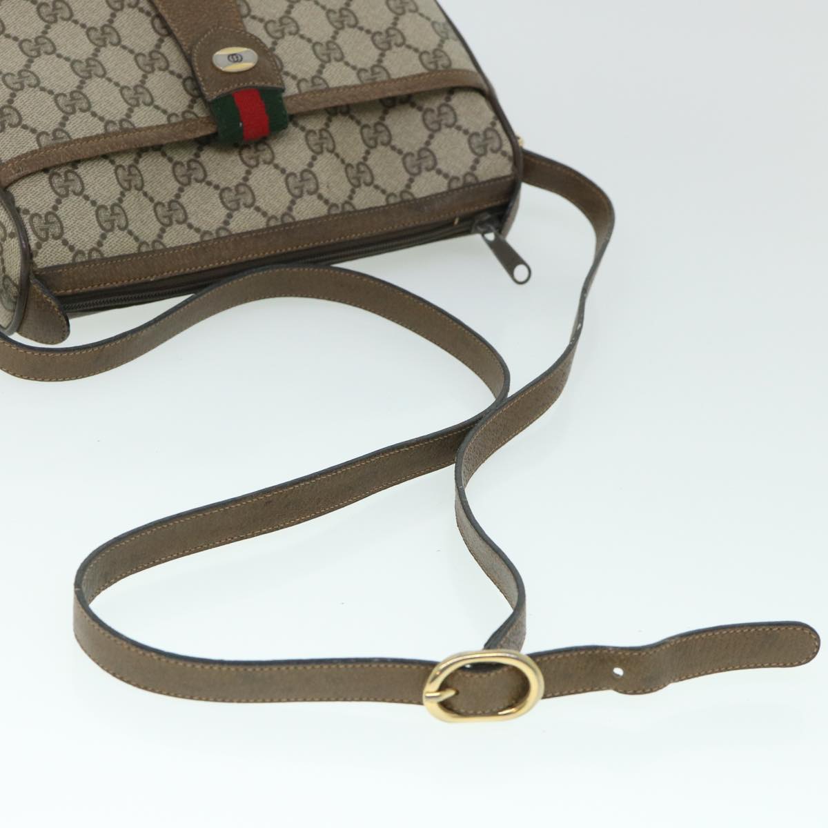 GUCCI GG Canvas Web Sherry Line Shoulder Bag Beige Red 14 02 032 yk8526