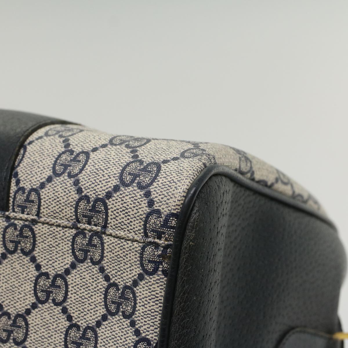 GUCCI GG Canvas Sherry Line Boston Bag PVC Leather Gray Red Navy yk8527