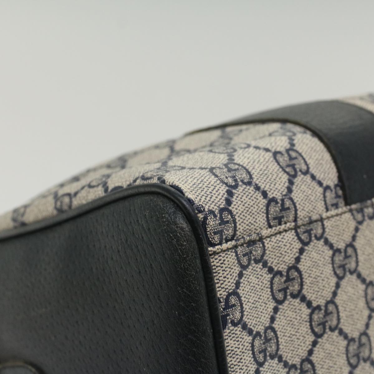 GUCCI GG Canvas Sherry Line Boston Bag PVC Leather Gray Red Navy yk8527