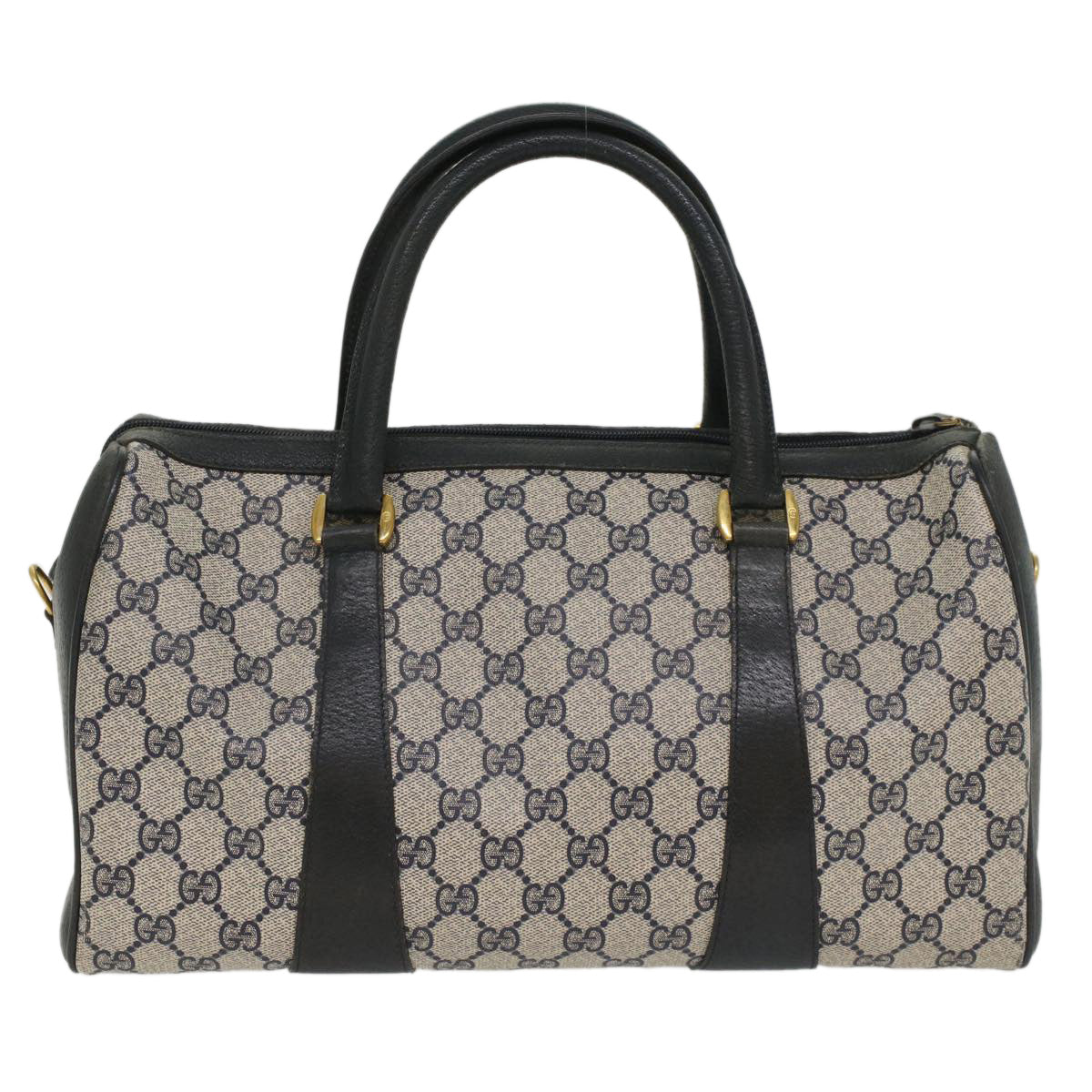 GUCCI GG Canvas Sherry Line Boston Bag PVC Leather Gray Red Navy yk8527