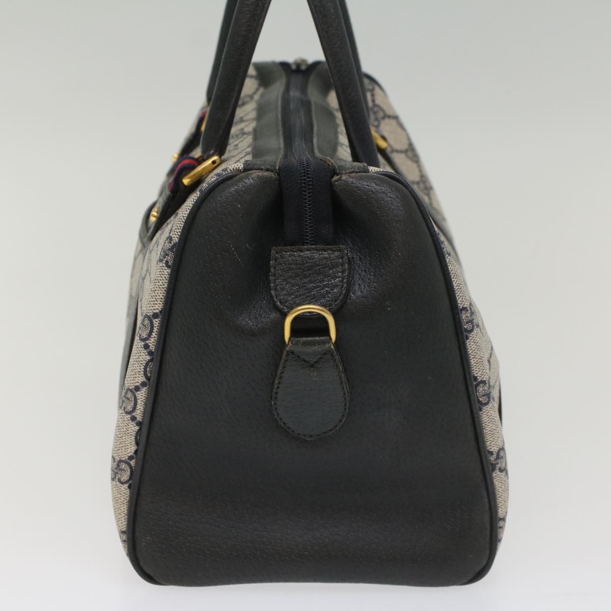 GUCCI GG Canvas Sherry Line Boston Bag PVC Leather Gray Red Navy yk8527