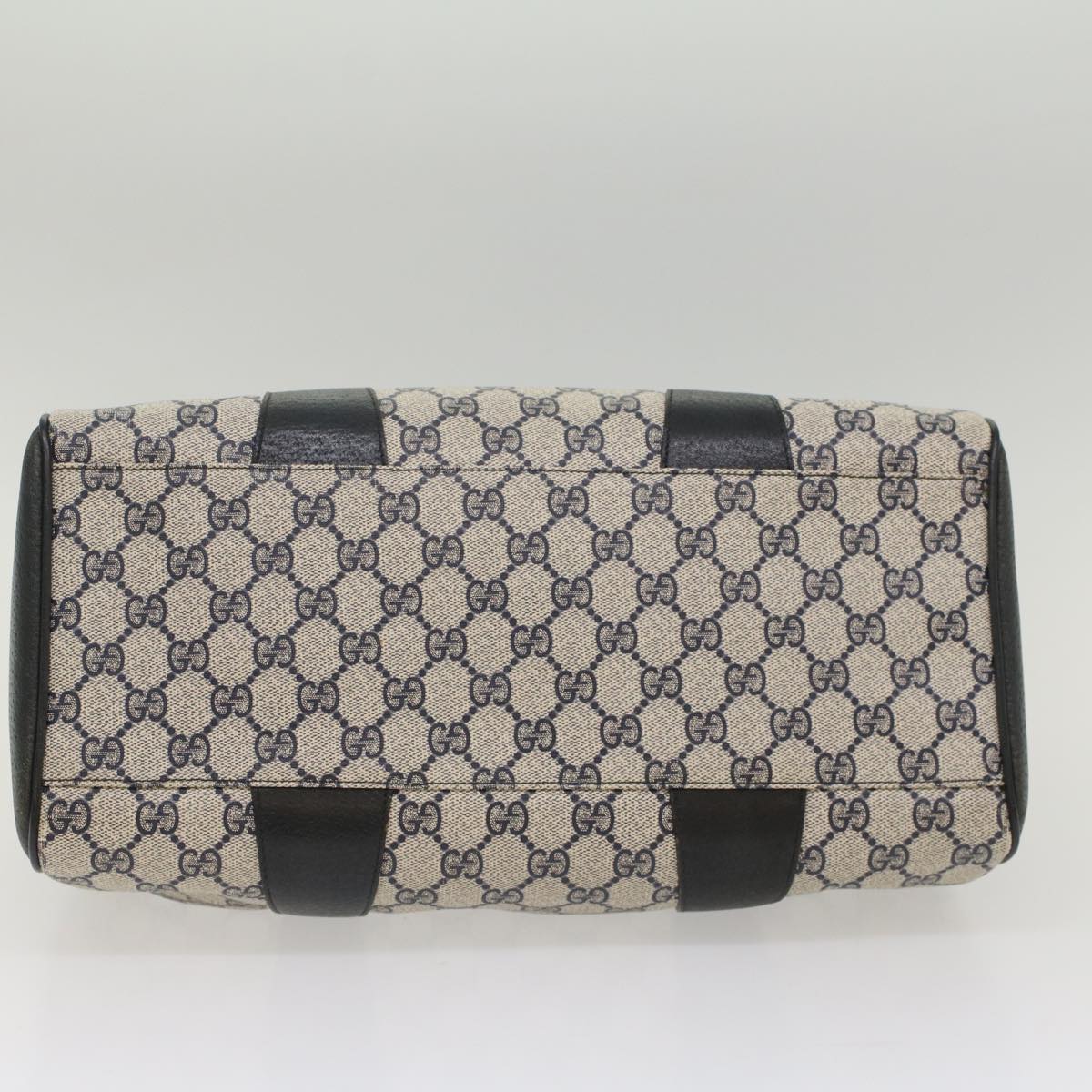 GUCCI GG Canvas Sherry Line Boston Bag PVC Leather Gray Red Navy yk8527