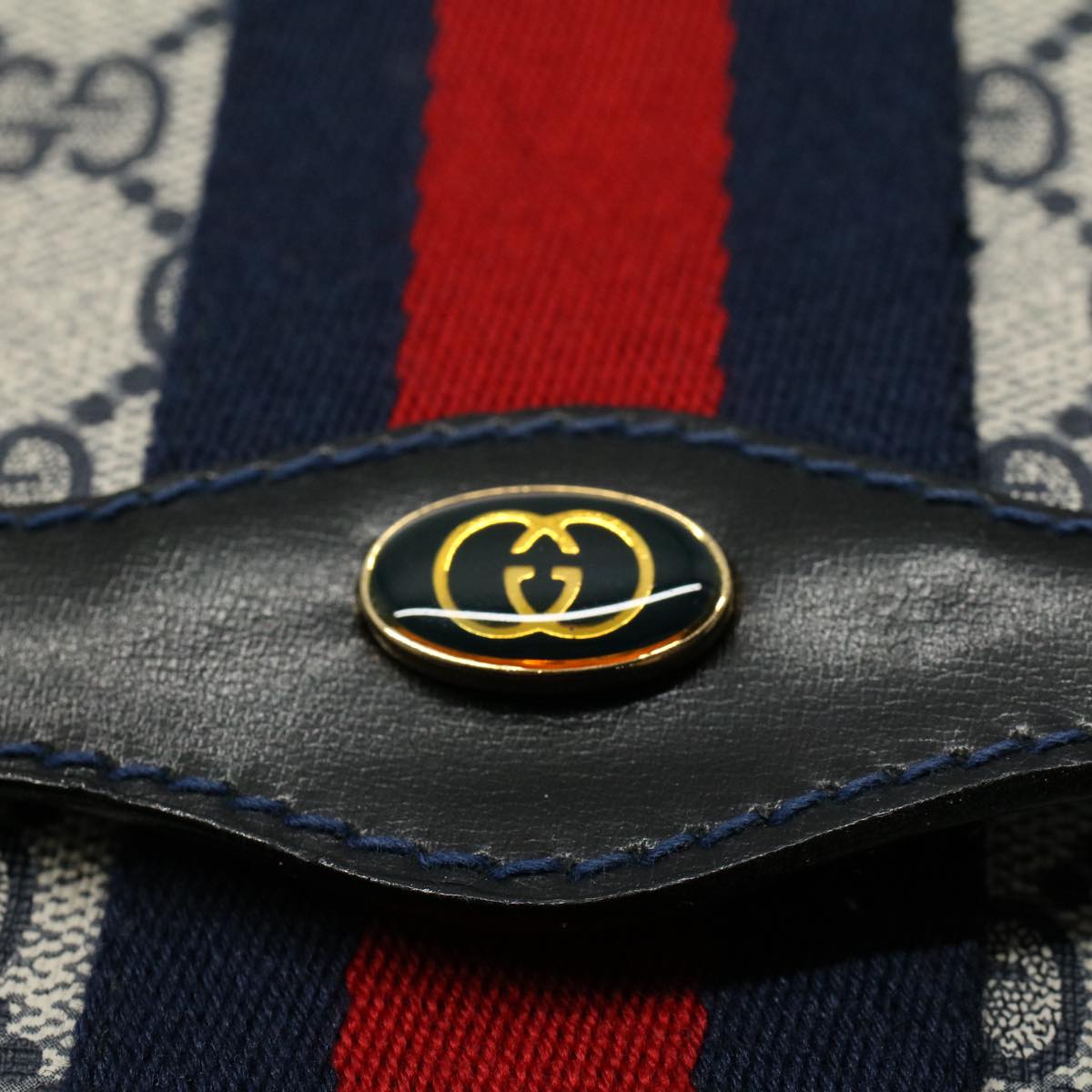 GUCCI GG Canvas Sherry Line Clutch Bag Red Navy gray 67.014.3087 yk8536