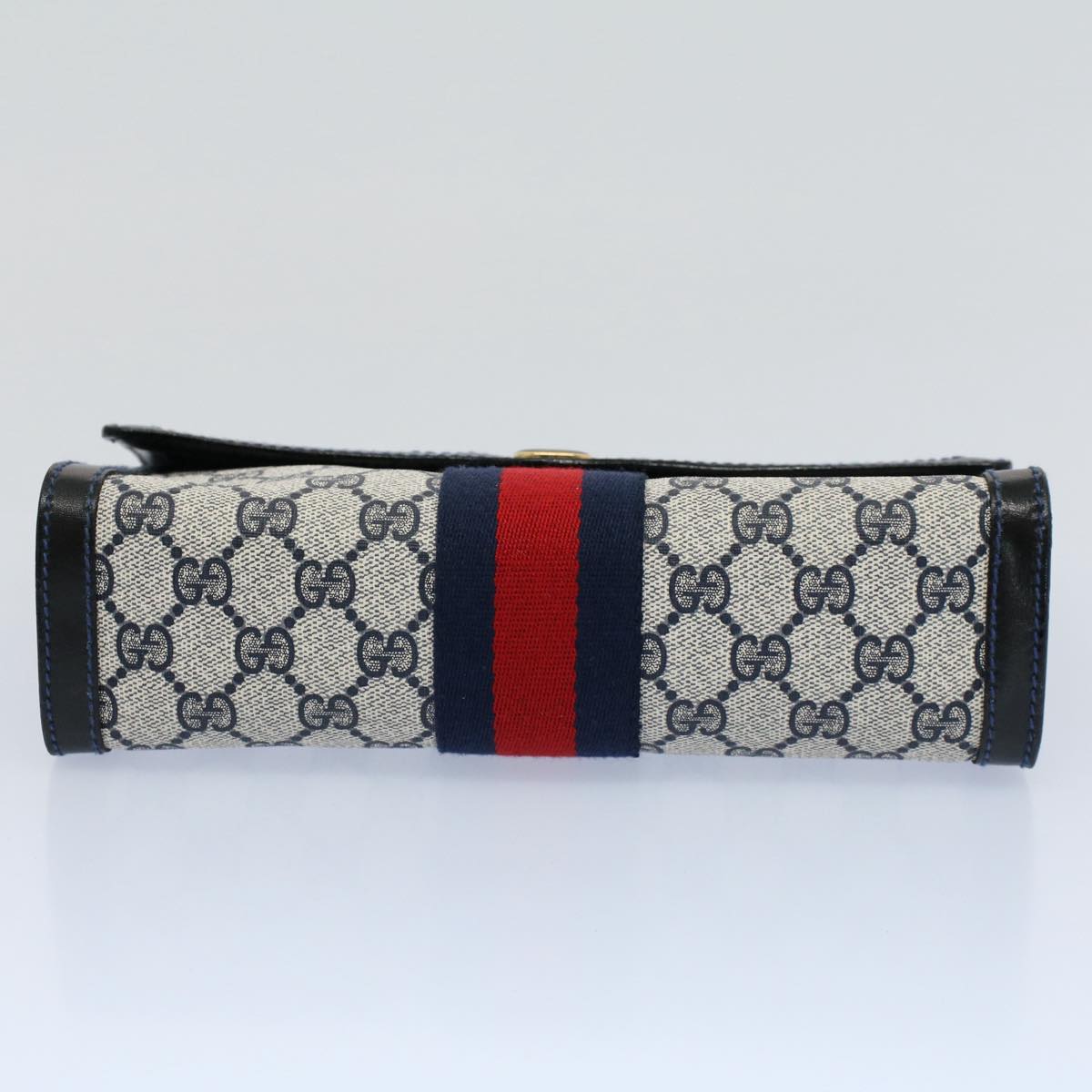 GUCCI GG Canvas Sherry Line Clutch Bag Red Navy gray 67.014.3087 yk8536