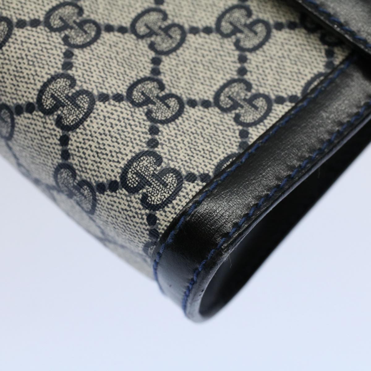 GUCCI GG Canvas Sherry Line Clutch Bag Red Navy gray 67.014.3087 yk8536