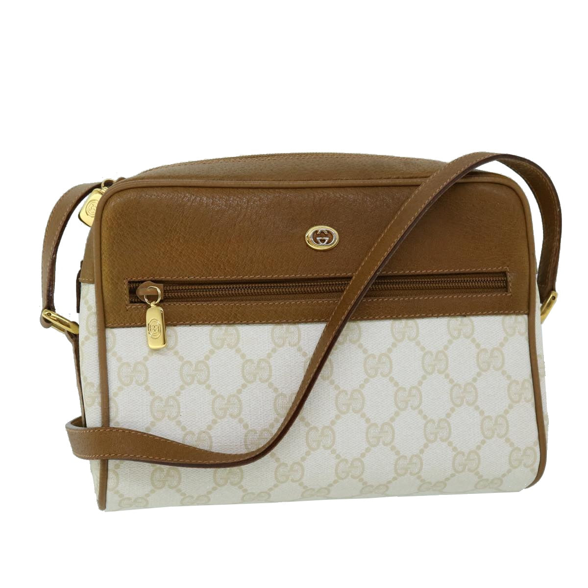 GUCCI GG Canvas Shoulder Bag PVC Leather Beige 119.02.087 yk8537