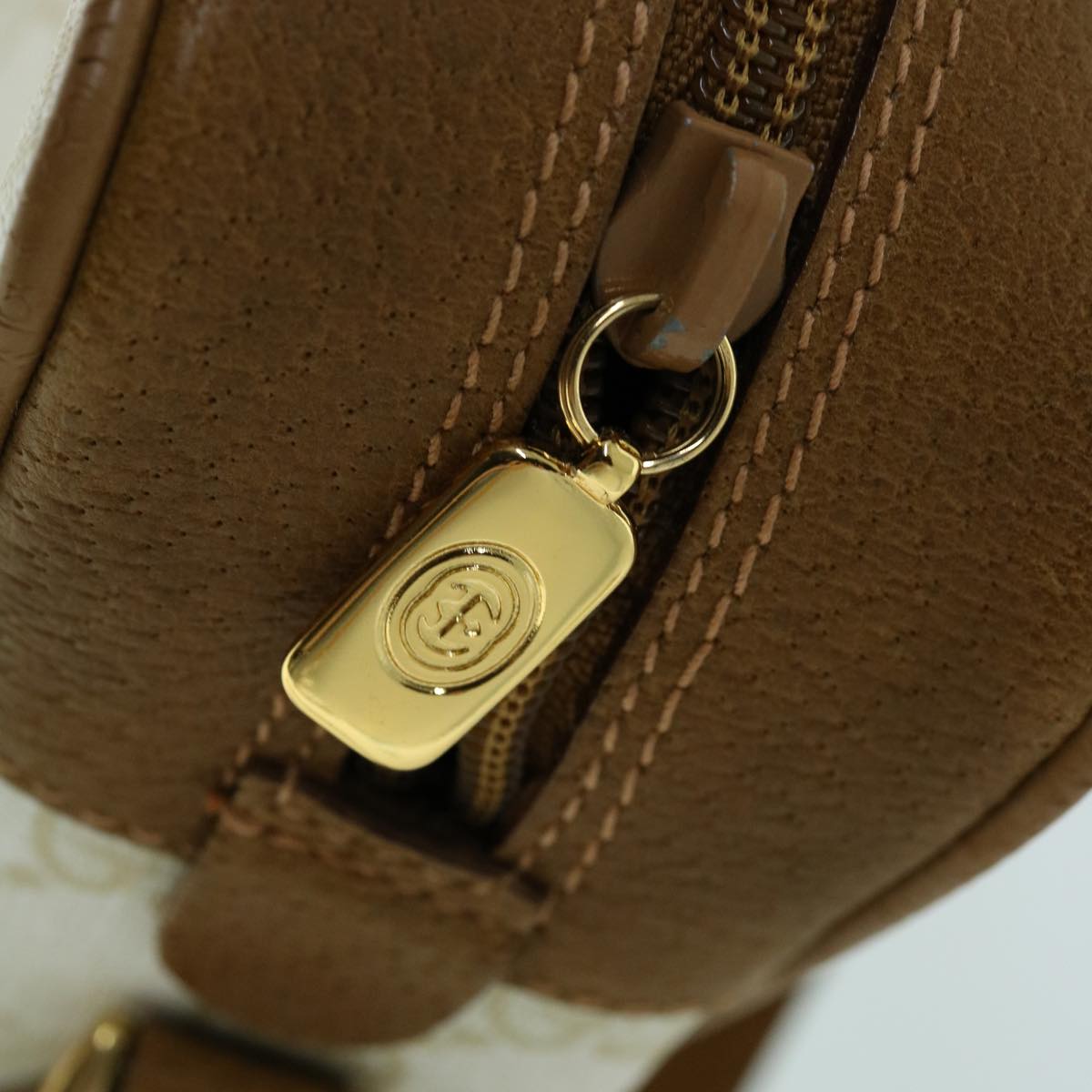 GUCCI GG Canvas Shoulder Bag PVC Leather Beige 119.02.087 yk8537