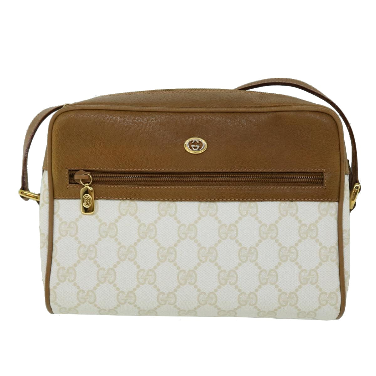 GUCCI GG Canvas Shoulder Bag PVC Leather Beige 119.02.087 yk8537