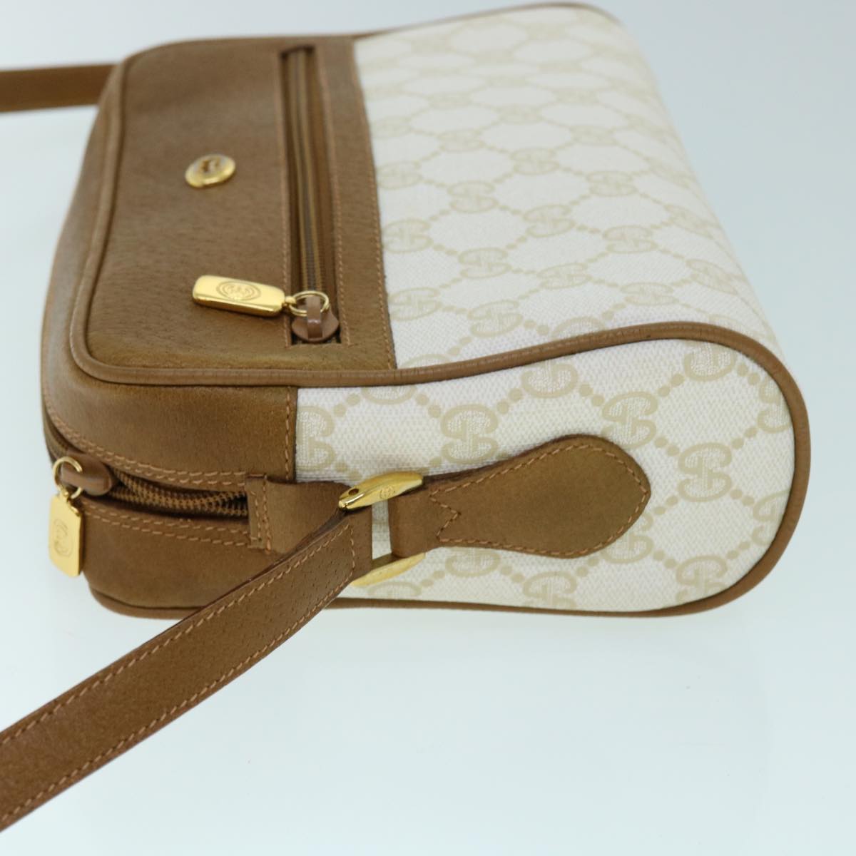 GUCCI GG Canvas Shoulder Bag PVC Leather Beige 119.02.087 yk8537