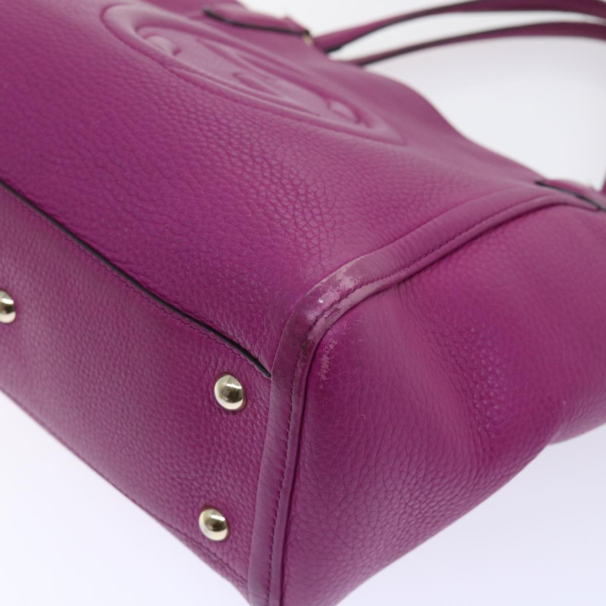 GUCCI Soho Hand Bag Leather 2way Purple 369176 yk8543