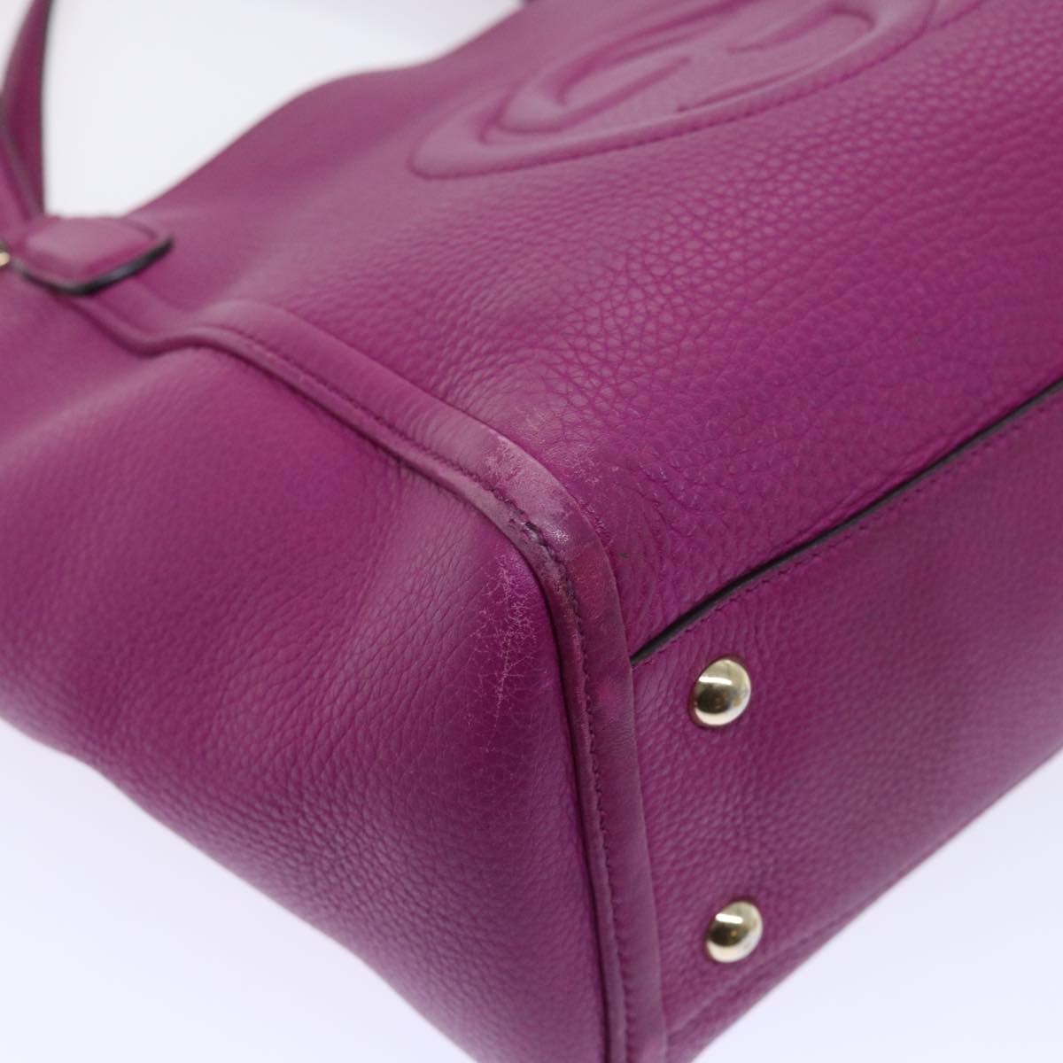 GUCCI Soho Hand Bag Leather 2way Purple 369176 yk8543