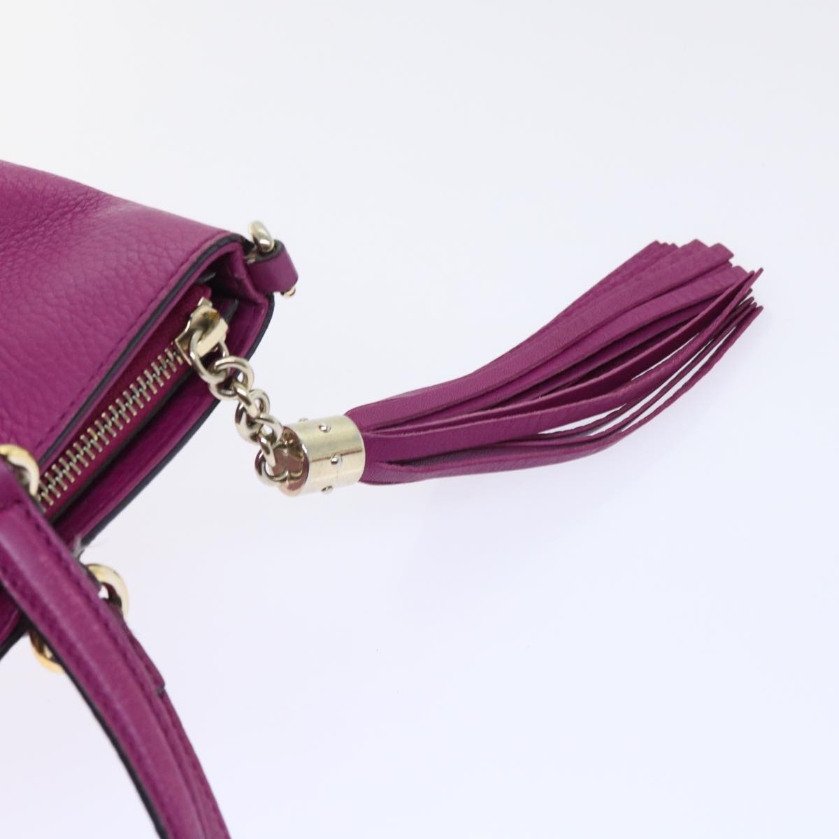 GUCCI Soho Hand Bag Leather 2way Purple 369176 yk8543