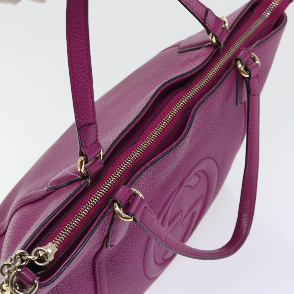 GUCCI Soho Hand Bag Leather 2way Purple 369176 yk8543
