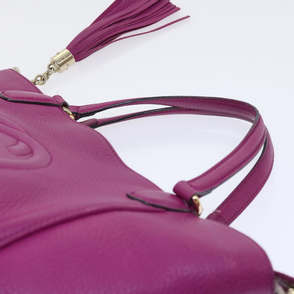 GUCCI Soho Hand Bag Leather 2way Purple 369176 yk8543