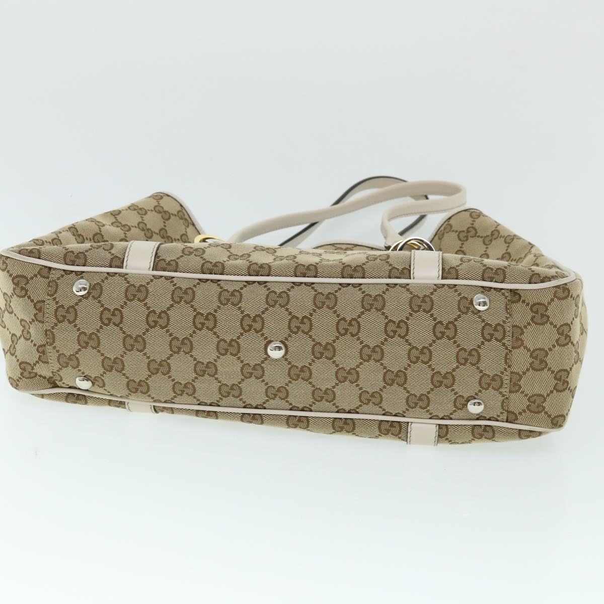 GUCCI GG Canvas GG Twins Tote Bag Leather Beige 232957 yk8548