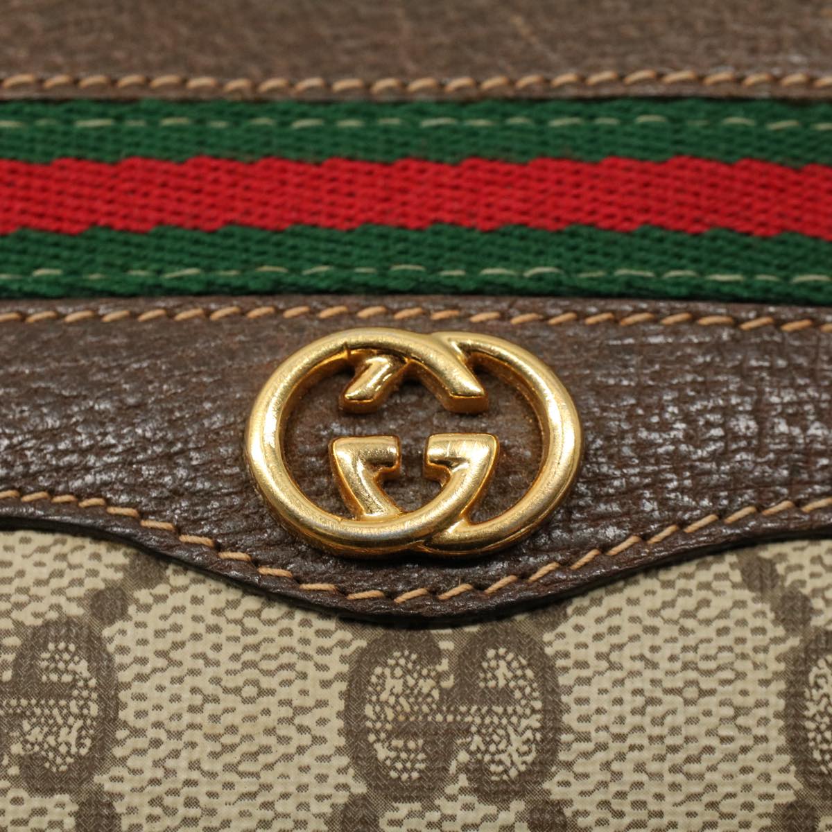 GUCCI GG Canvas Web Sherry Line Shoulder Bag Beige Red 001 115 0918 yk8549