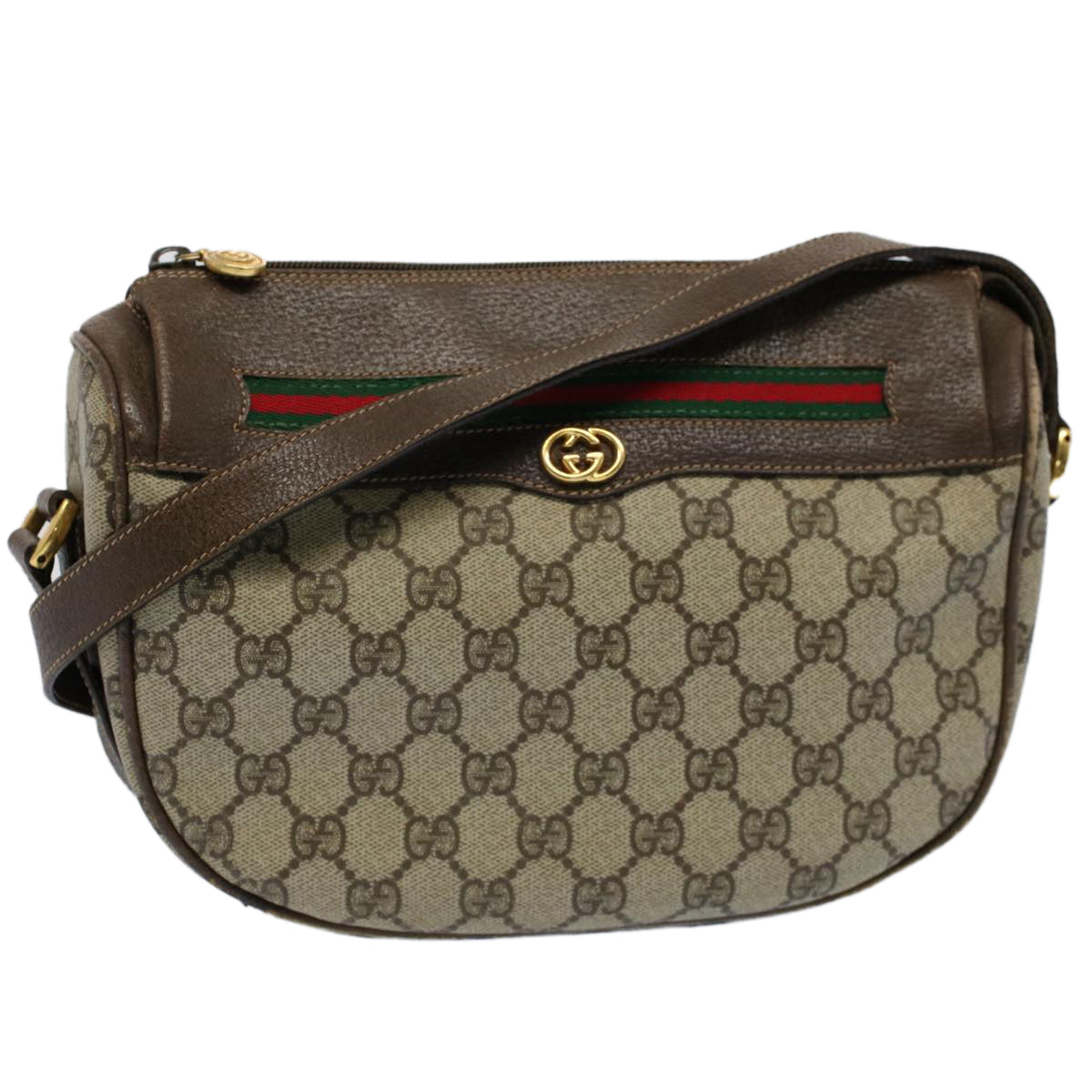 GUCCI GG Canvas Web Sherry Line Shoulder Bag Beige Red 001 115 0918 yk8549
