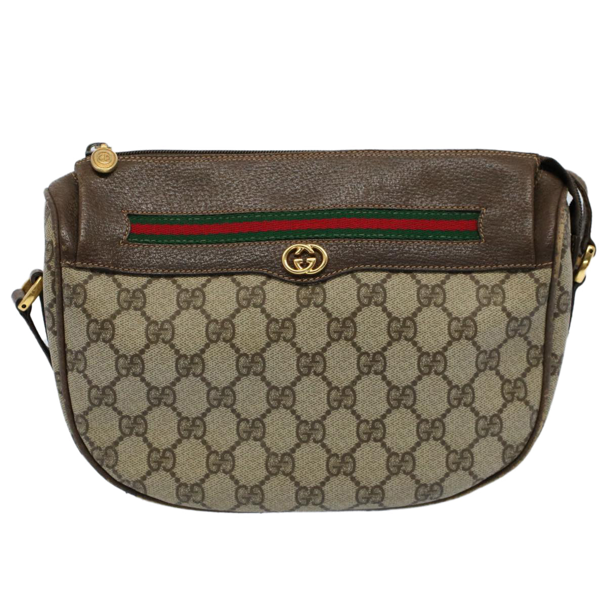 GUCCI GG Canvas Web Sherry Line Shoulder Bag Beige Red 001 115 0918 yk8549