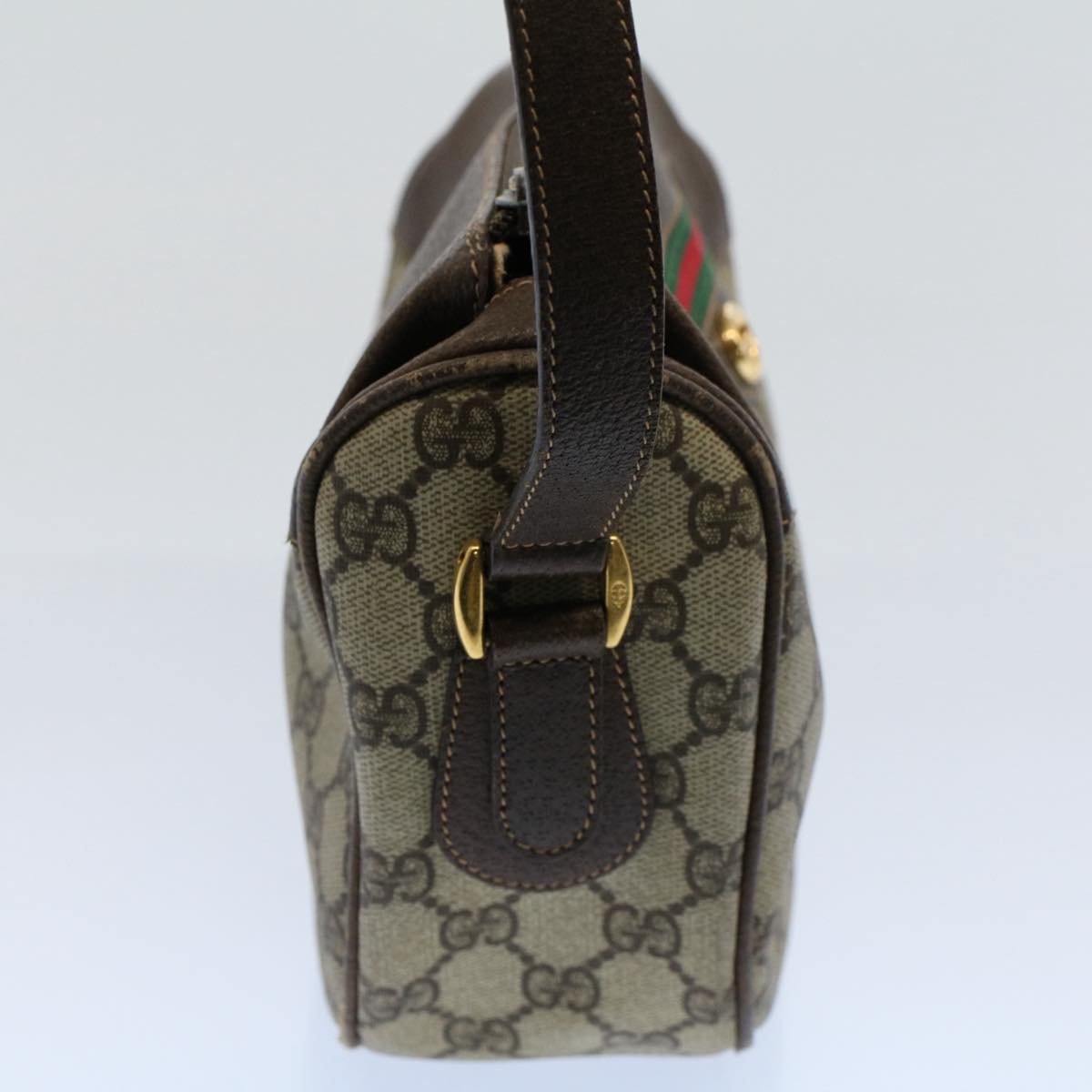 GUCCI GG Canvas Web Sherry Line Shoulder Bag Beige Red 001 115 0918 yk8549