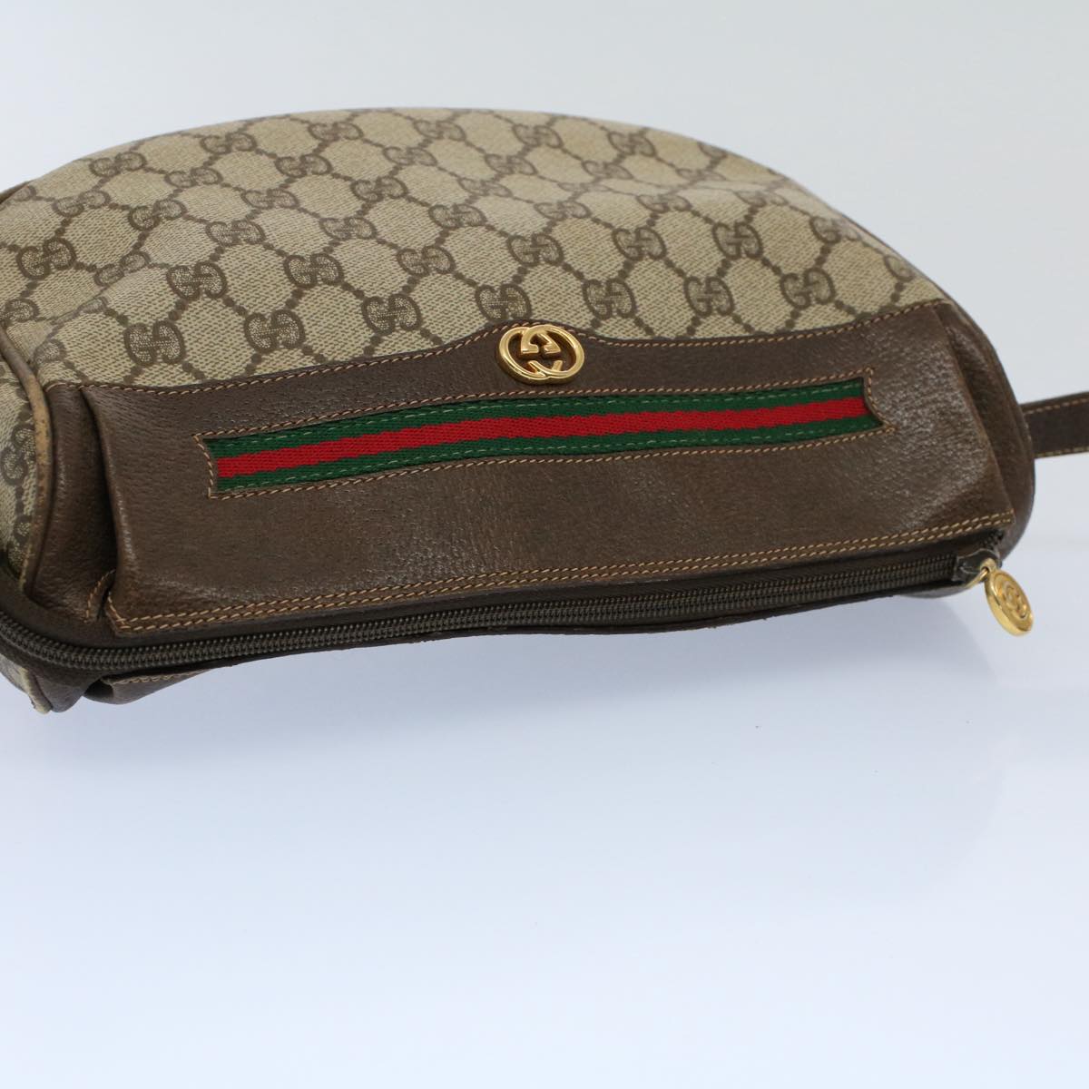 GUCCI GG Canvas Web Sherry Line Shoulder Bag Beige Red 001 115 0918 yk8549