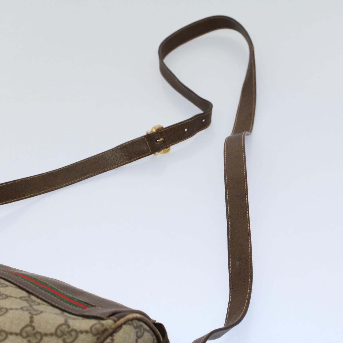 GUCCI GG Canvas Web Sherry Line Shoulder Bag Beige Red 001 115 0918 yk8549