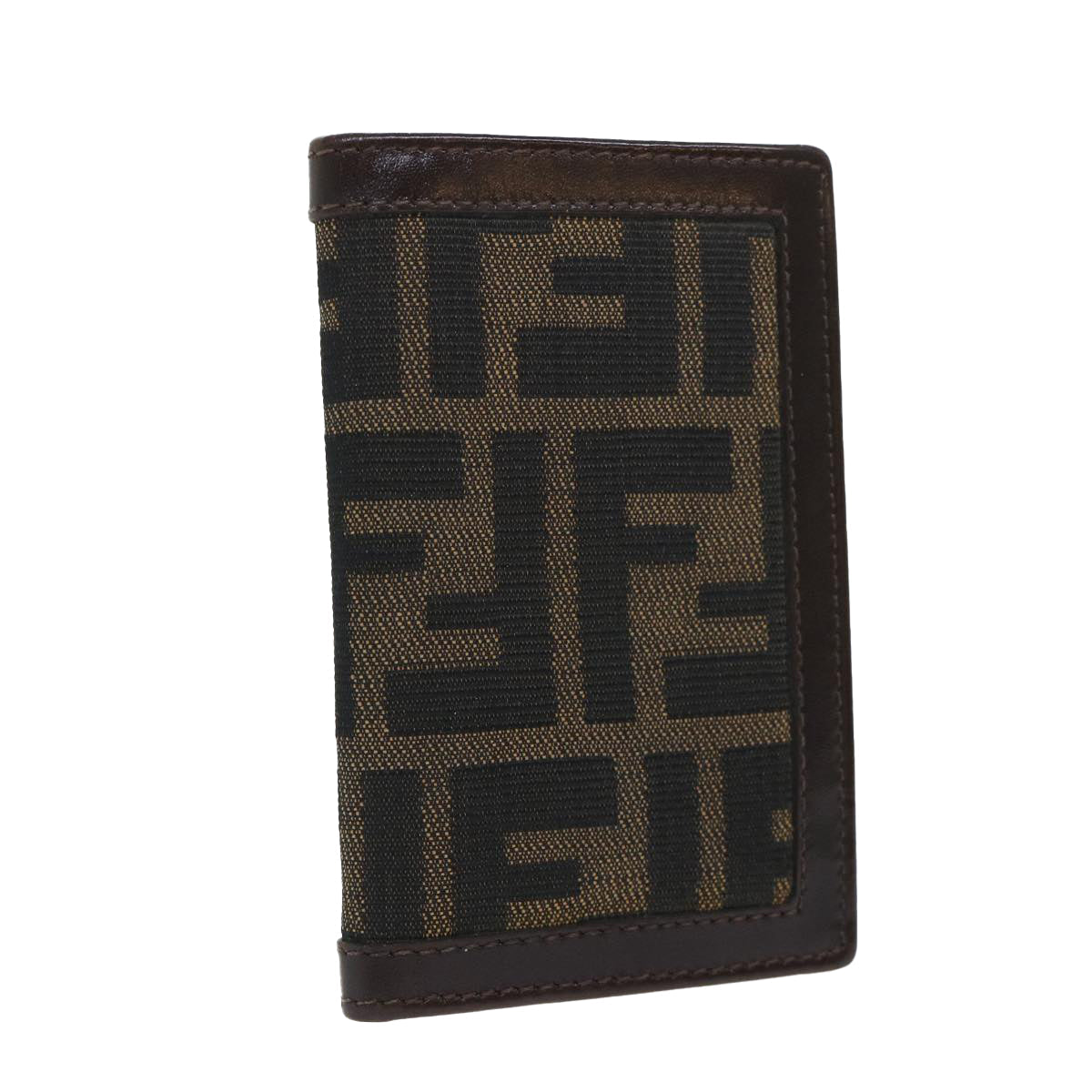 FENDI Zucca Canvas Card Case Black Brown yk8552
