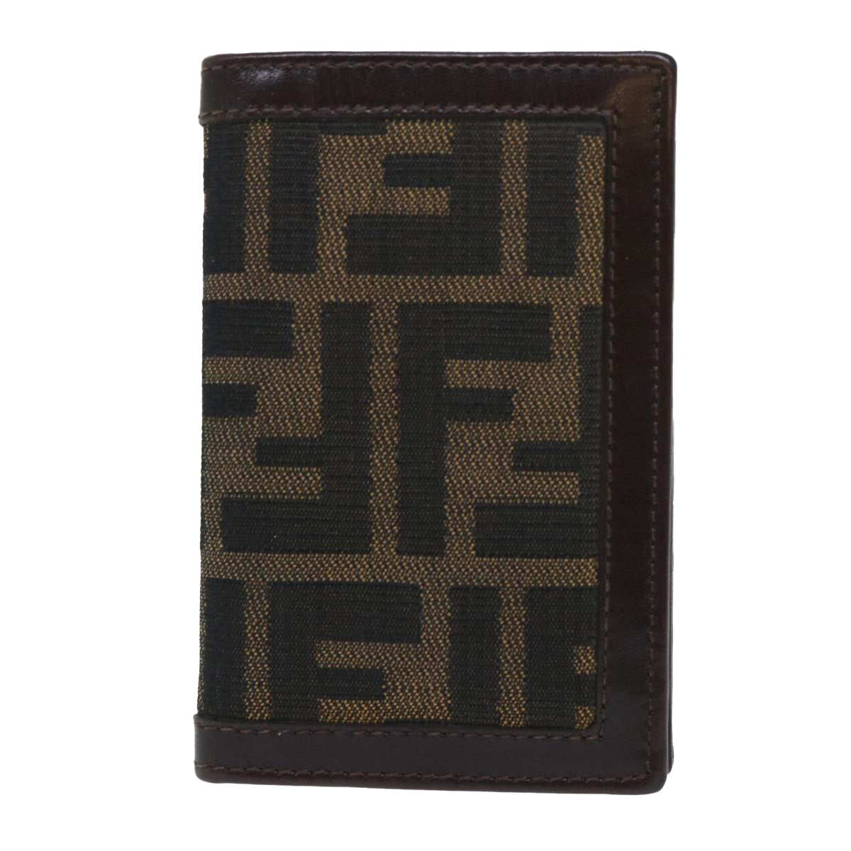 FENDI Zucca Canvas Card Case Black Brown yk8552