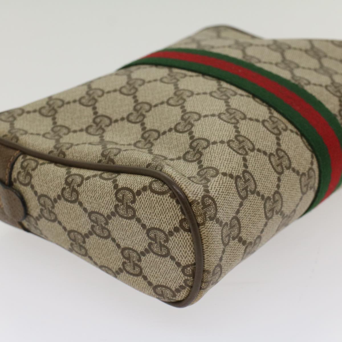 GUCCI GG Canvas Web Sherry Line Clutch Bag Beige Red Green 63.01.012 yk8564